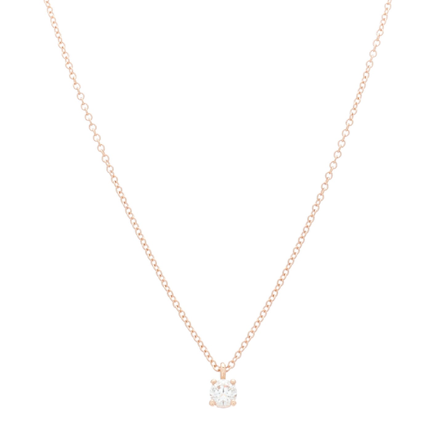 18K Rose Gold Diamond .17ct Solitaire Pendant Necklace