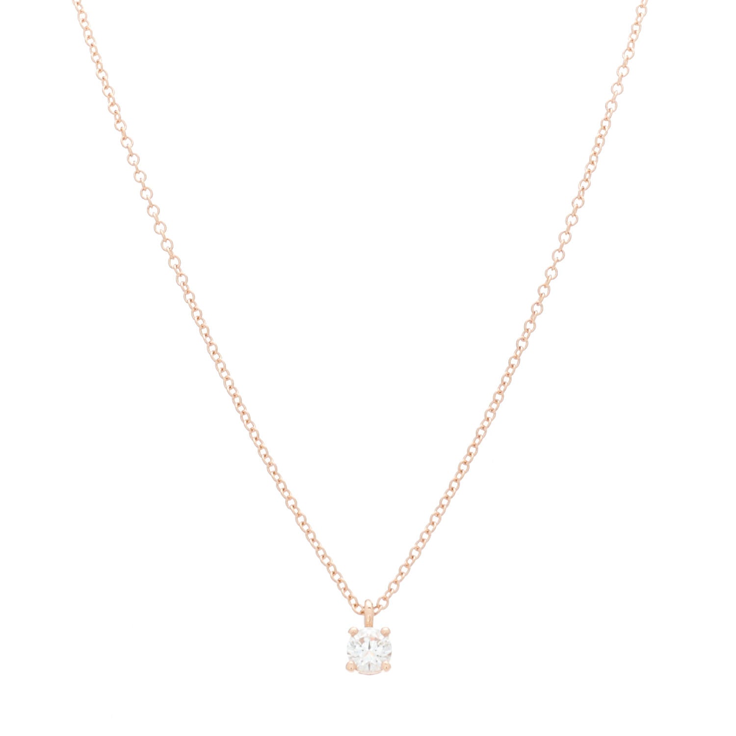Tiffany 18K Rose Gold Diamond .17ct Solitaire Pendant Necklace 1 of 6