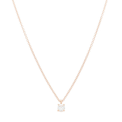 Tiffany 18K Rose Gold Diamond .17ct Solitaire Pendant Necklace 1 of 6