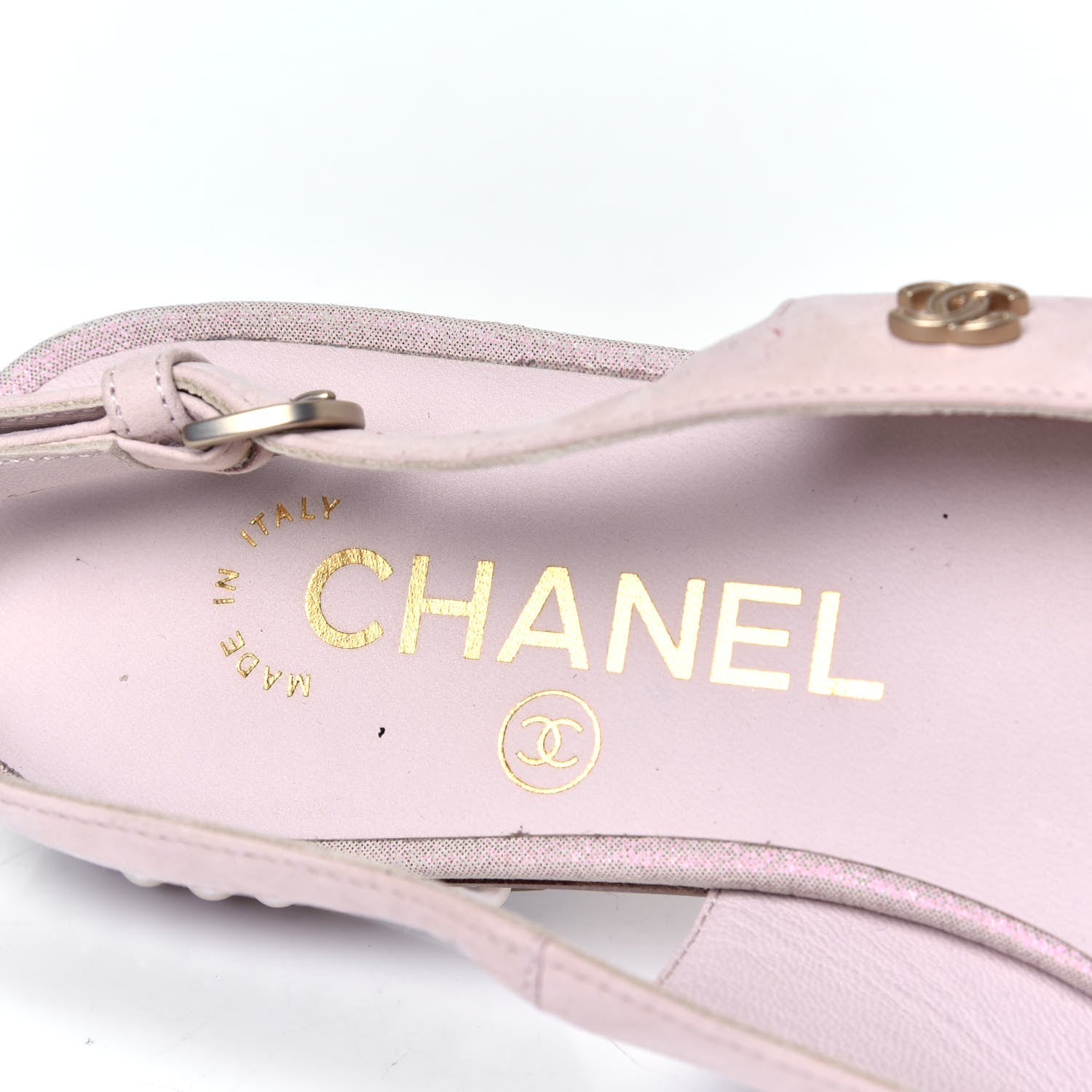 Chanel Suede Grosgrain Pearl Cap Toe CC Slingback 36 Pink 6 of 6