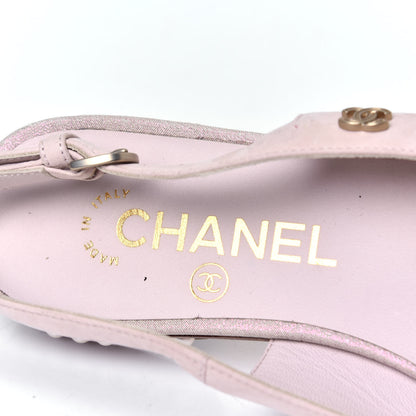 Chanel Suede Grosgrain Pearl Cap Toe CC Slingback 36 Pink 6 of 6