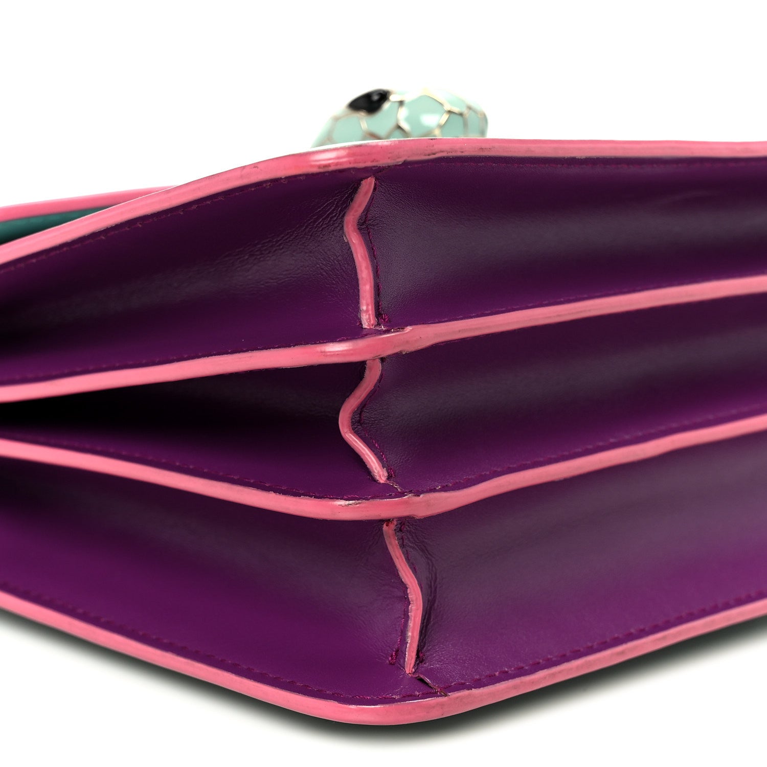 Bulgari Calfskin Serpenti Forever Top Handle Blue Pink 11 of 12