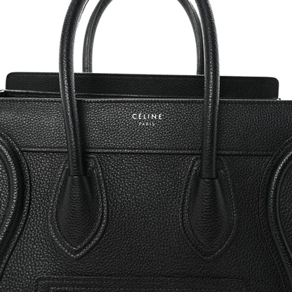 Celine Drummed Calfskin Micro Luggage Black 7 of 9