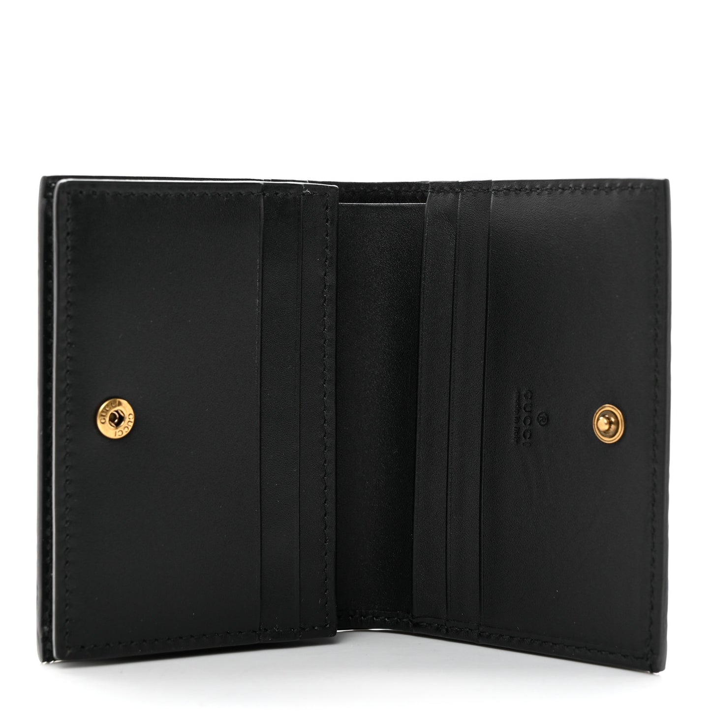 Guccissima Signature Crystal Cat Card Case Wallet Black