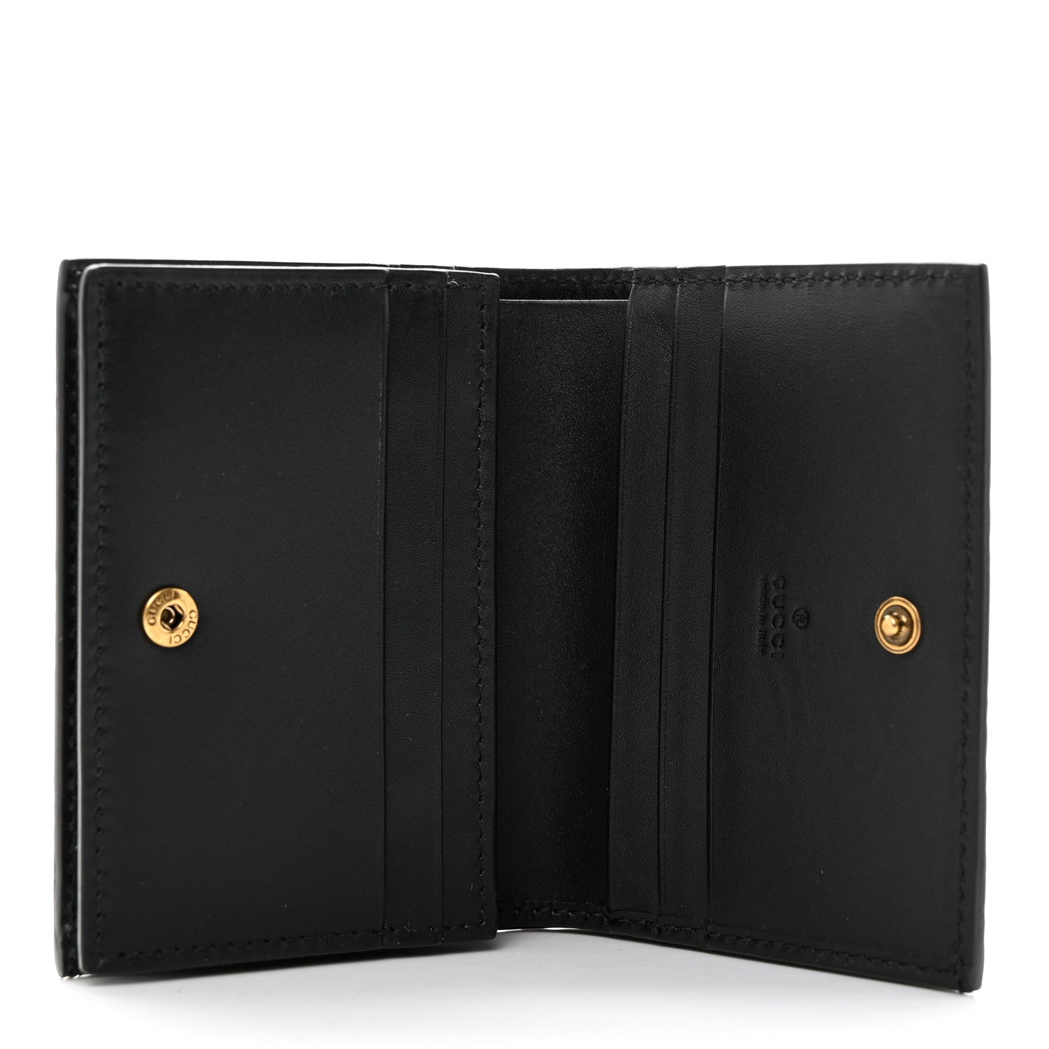 Gucci Guccissima Signature Crystal Cat Card Case Wallet Black 5 of 7