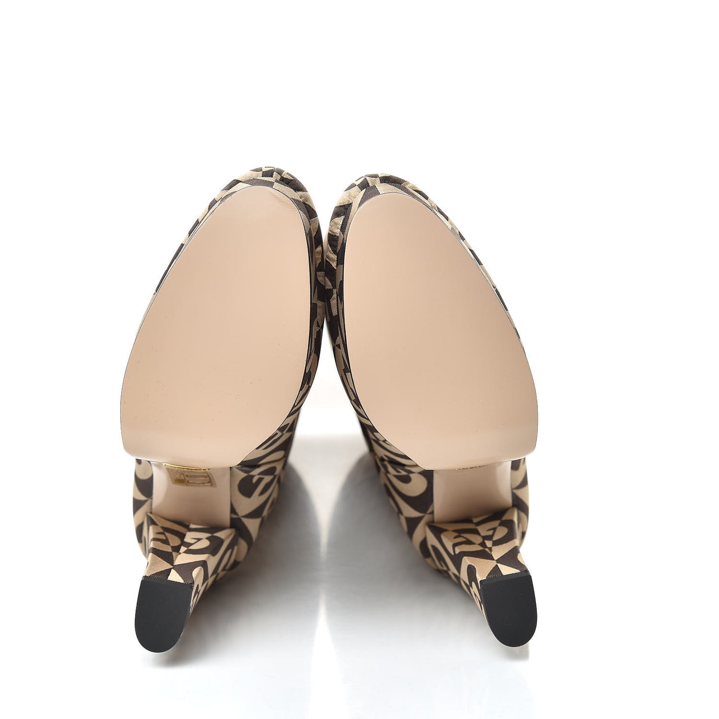 Fabric G Rhombus Print Platform Boots 35 Beige Cocoa