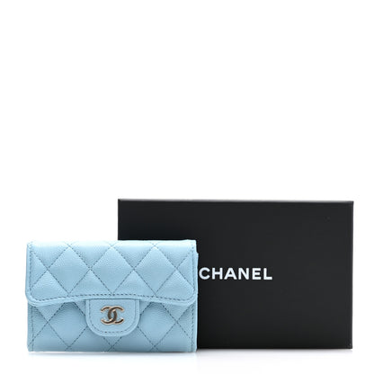 Chanel Caviar Quilted Flap Card Holder Wallet Light Blue 9 of 9