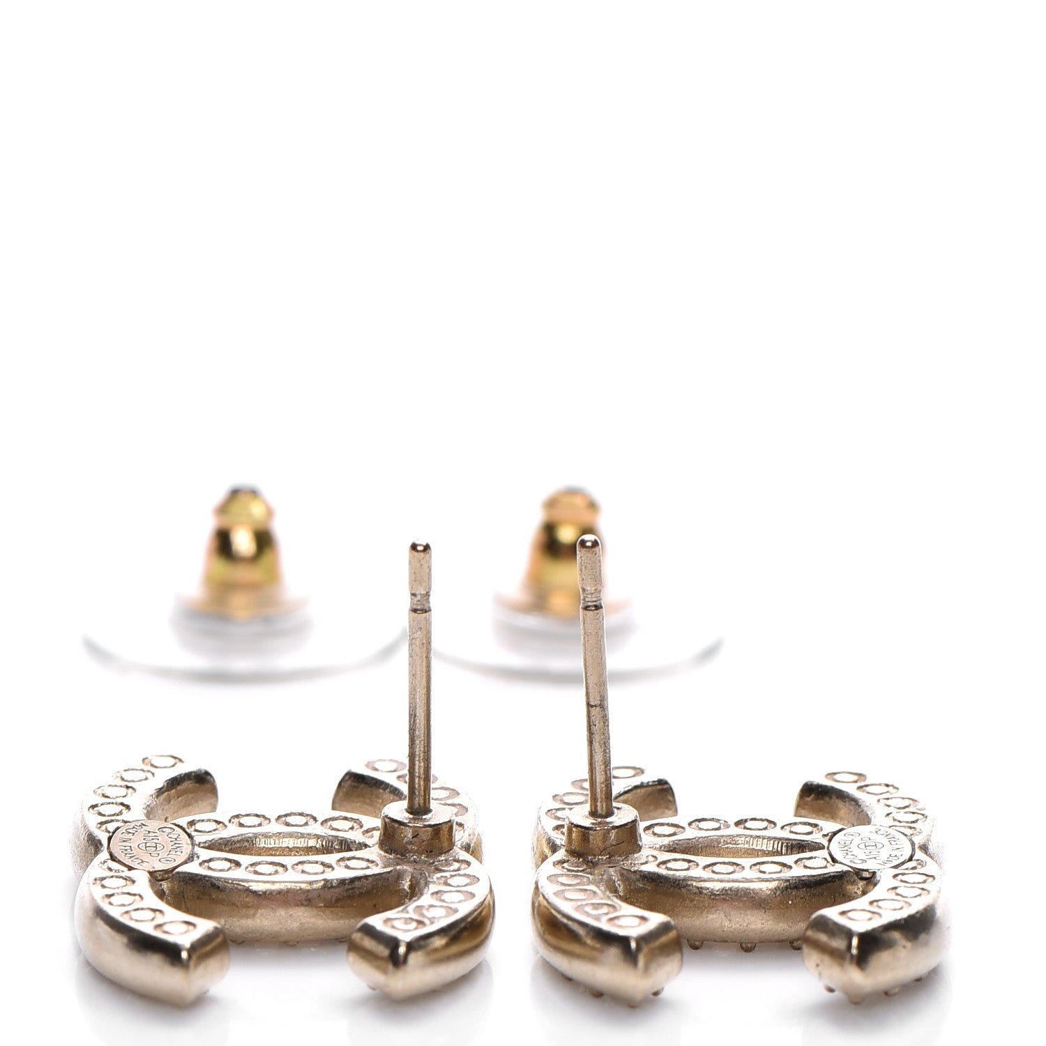Chanel Crystal CC Earrings Gold 8 of 10