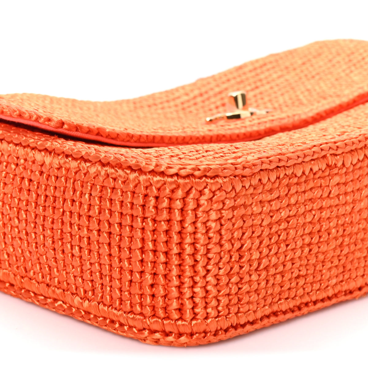 Chanel Braided Raffia Small Coco Beach Flap Bag Orange 8 of 10