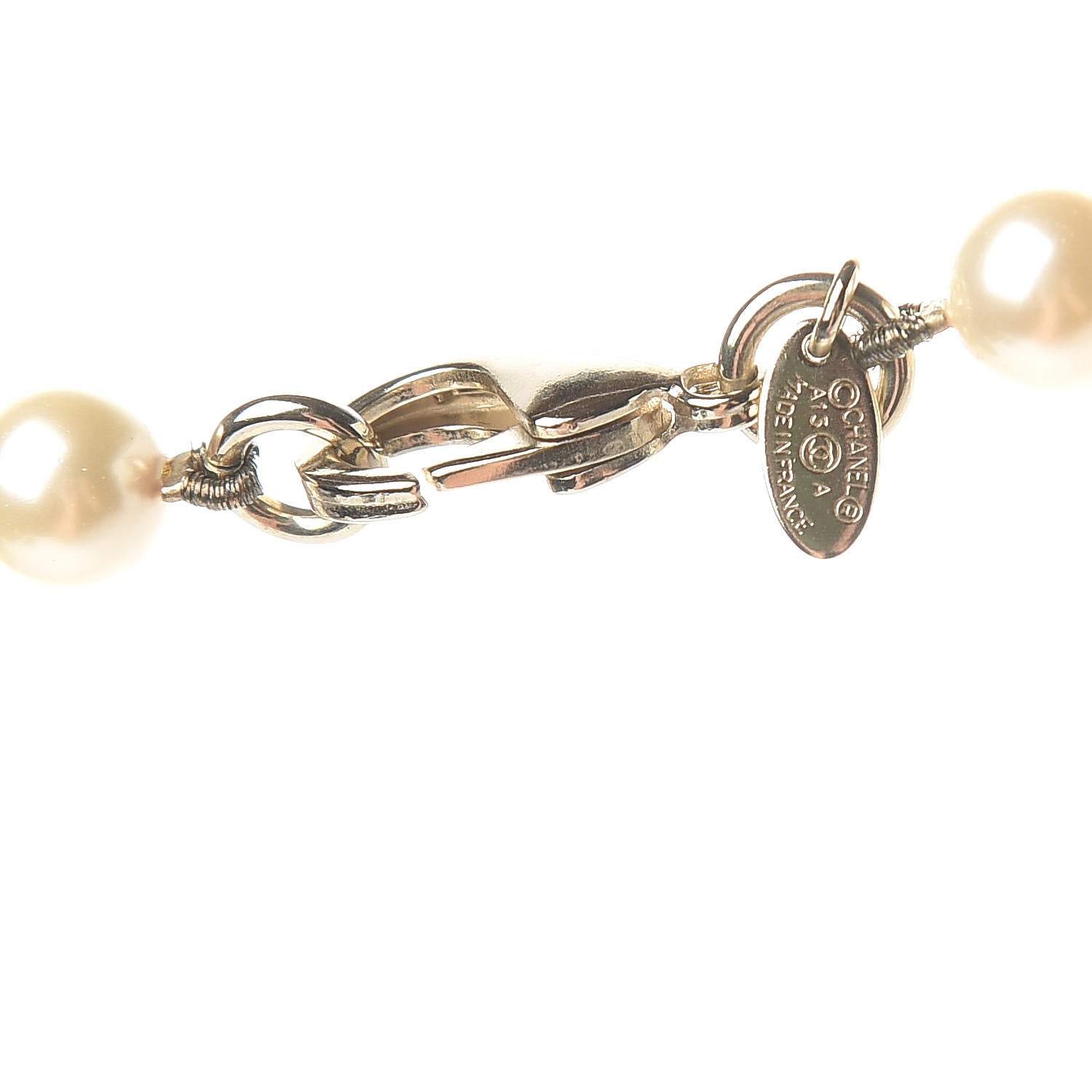 Chanel Graduated Pearl Crystal CC Necklace Gold 4 of 5