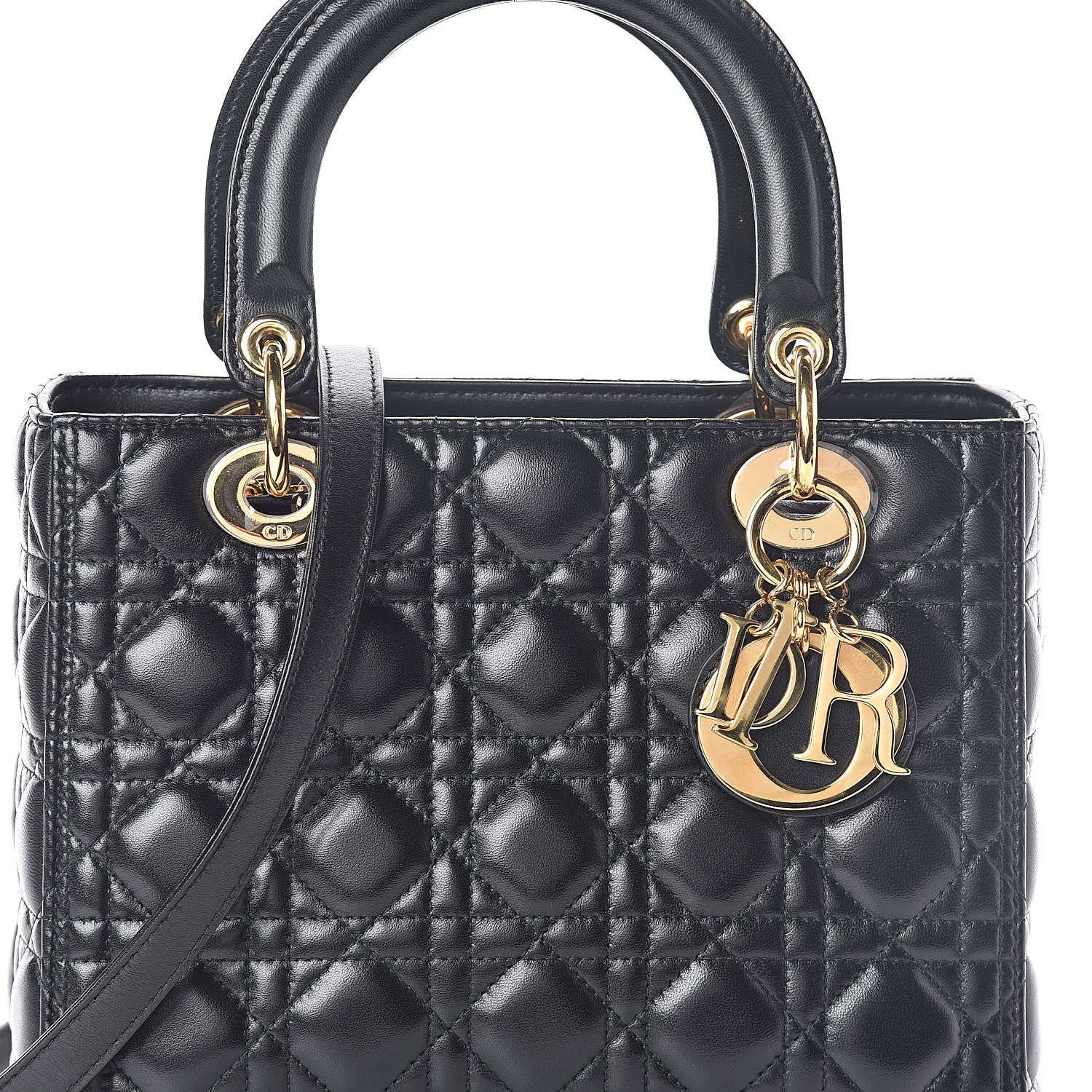 Christian Dior Lambskin Cannage Medium Lady Dior Black 7 of 9