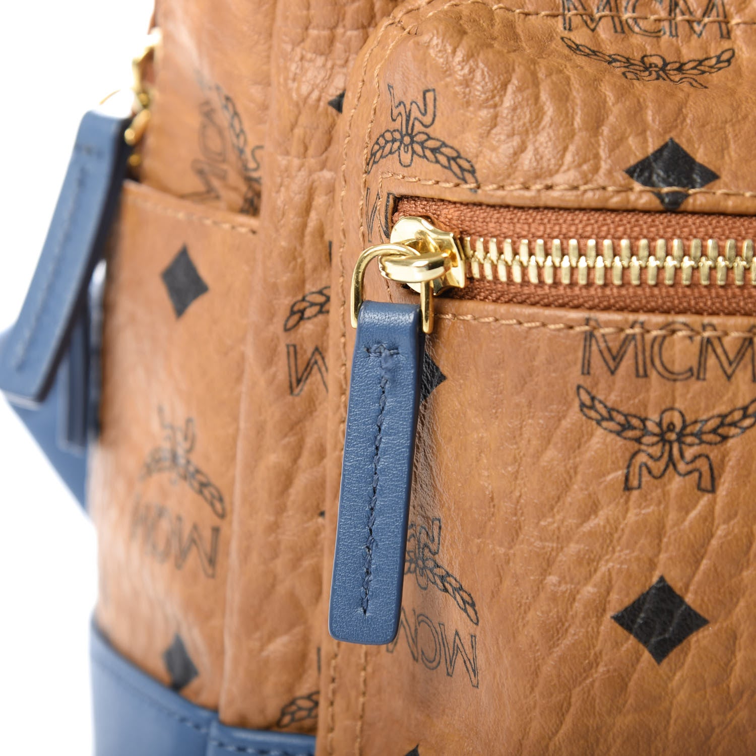 MCM Visetos Mini Stark Backpack Cognac Blue 9 of 10