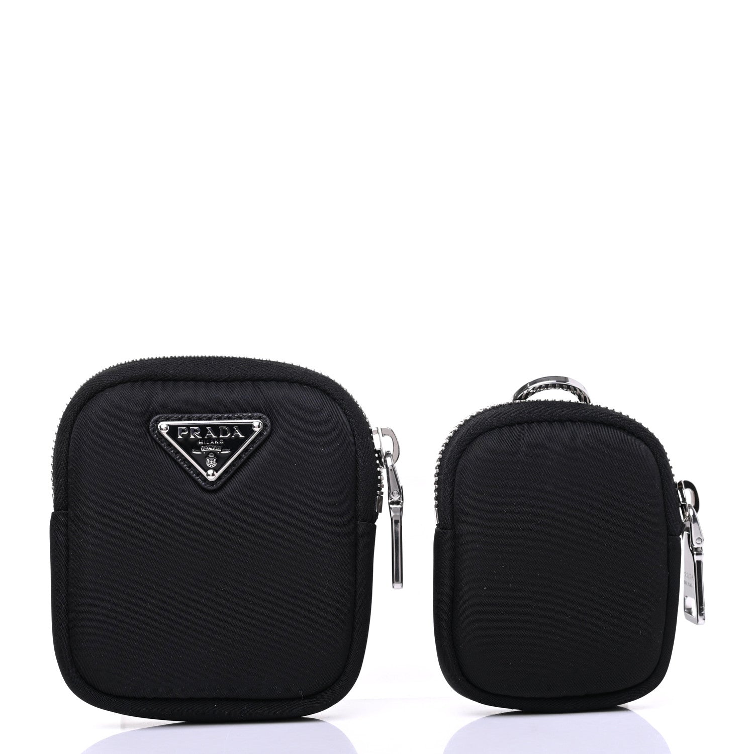 Prada Vitello Lux Nylon Metal Triangle Logo Monolith Pouch Pocket 55mm Tall Combat Boots 37.5 Black 9 of 15