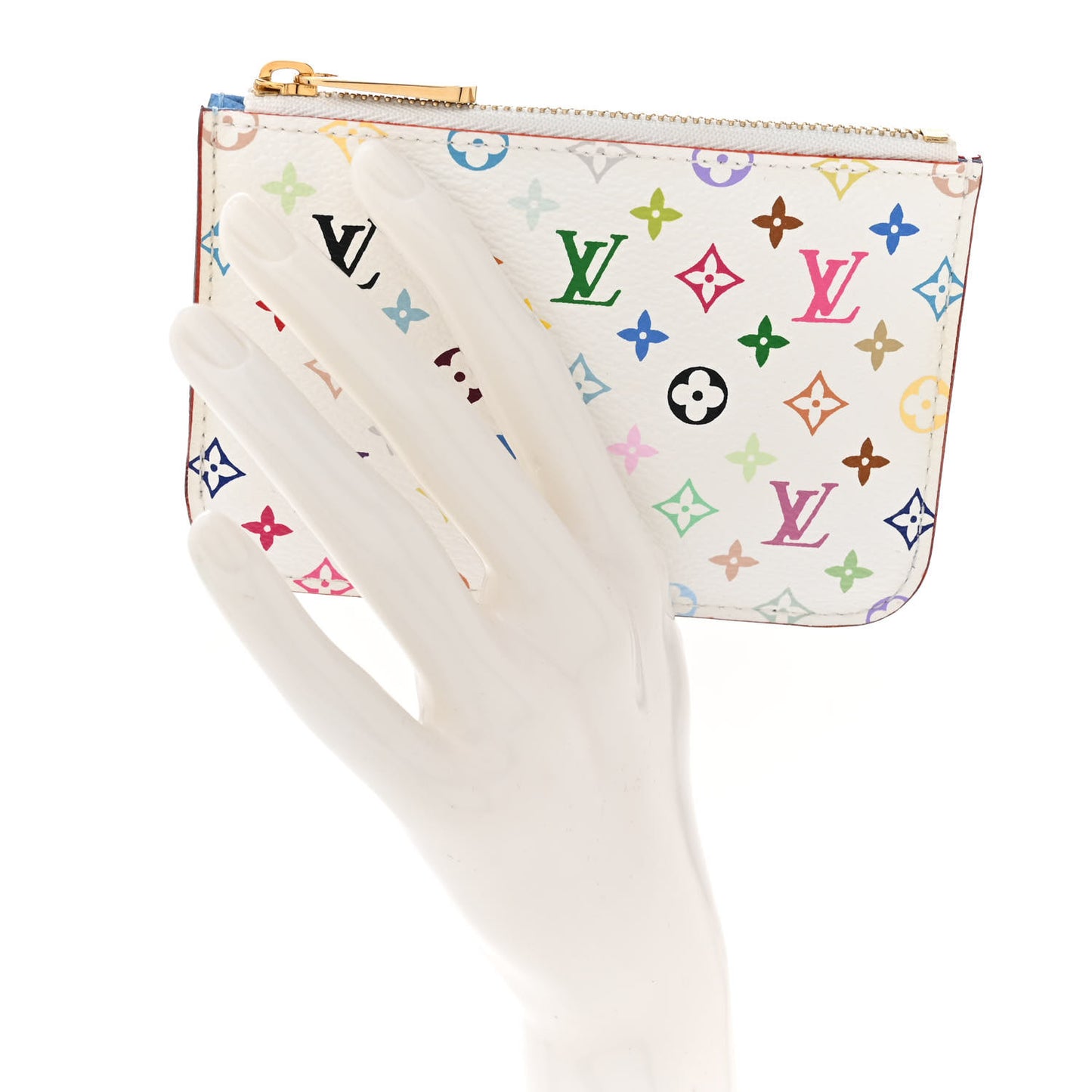 LOUIS VUITTON Monogram Multicolor Key Pouch White Anie