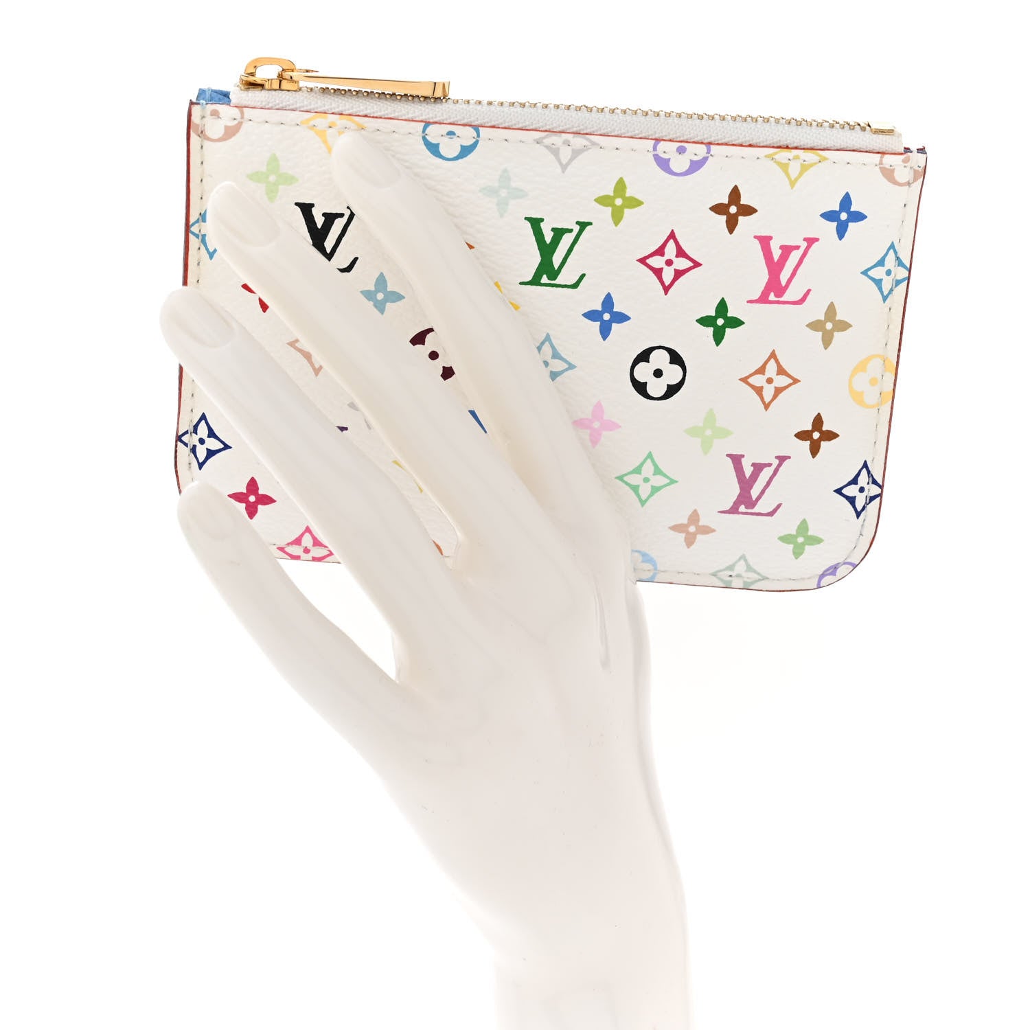 Louis Vuitton LOUIS VUITTON Monogram Multicolor Key Pouch White Anie 2 of 7