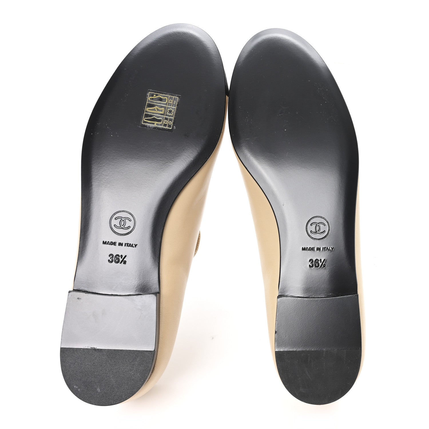 Chanel Goatskin Grosgain Cap Toe Pearl Mary Jane Flats 36.5 Beige