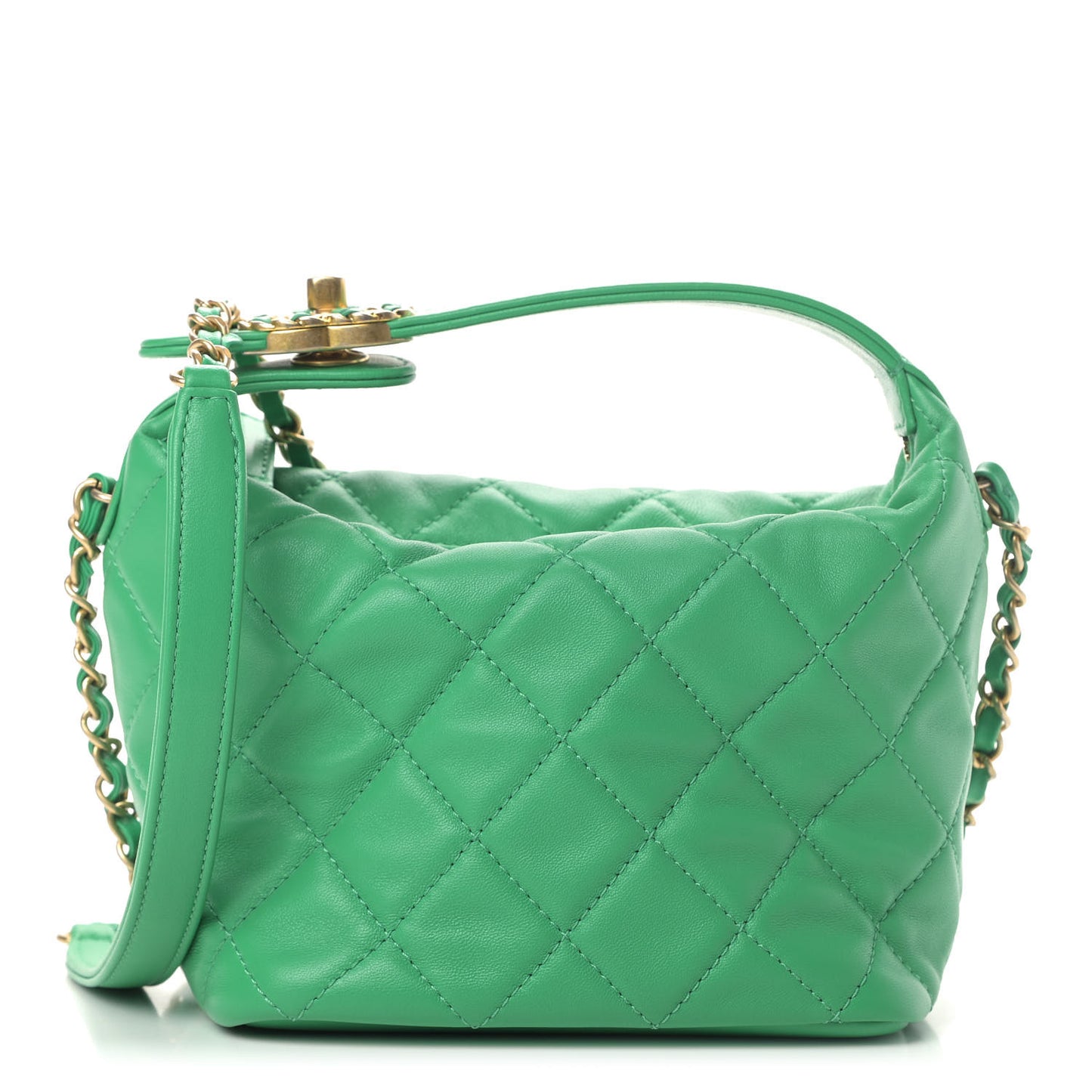 Lambskin Quilted Small Perfect Meeting Hobo Green