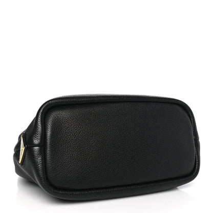 Prada Vitello Daino Soft Perforated Logo Tote Black 4 of 9