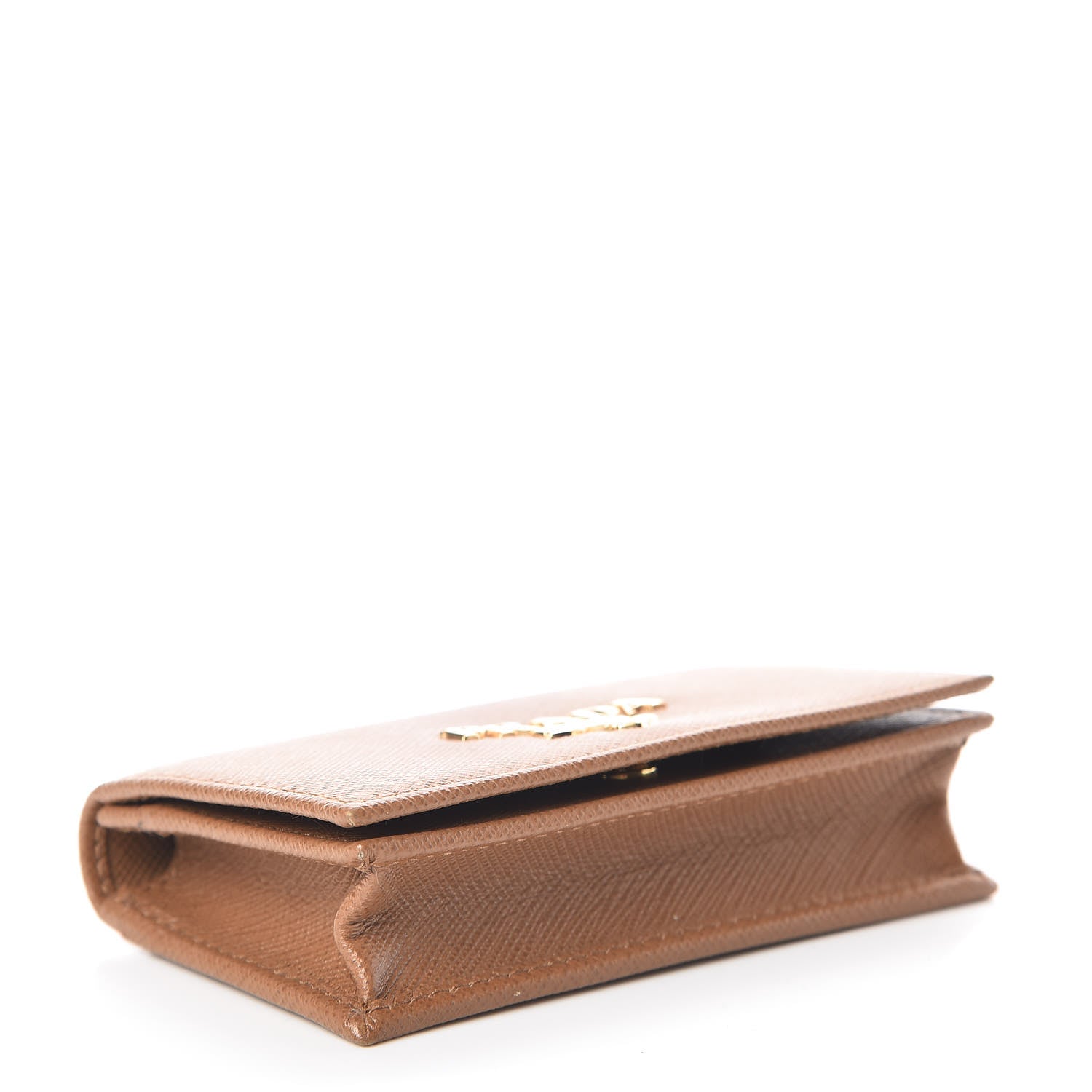 Prada Saffiano Metal Bi-Fold Card Holder Wallet Caramel 5 of 8