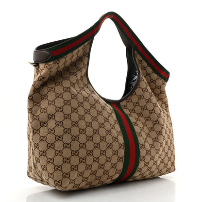 Gucci GG Monogram Web Large Giglio Tote Beige Brown 5 of 26