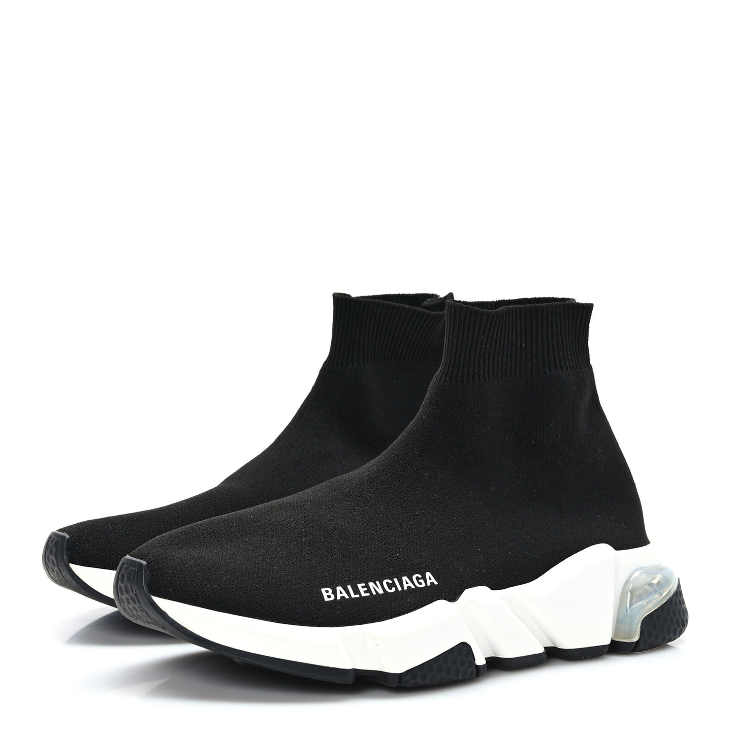 Neoprene Knit Womens Speed Clear Sole Sneakers 36 Black White
