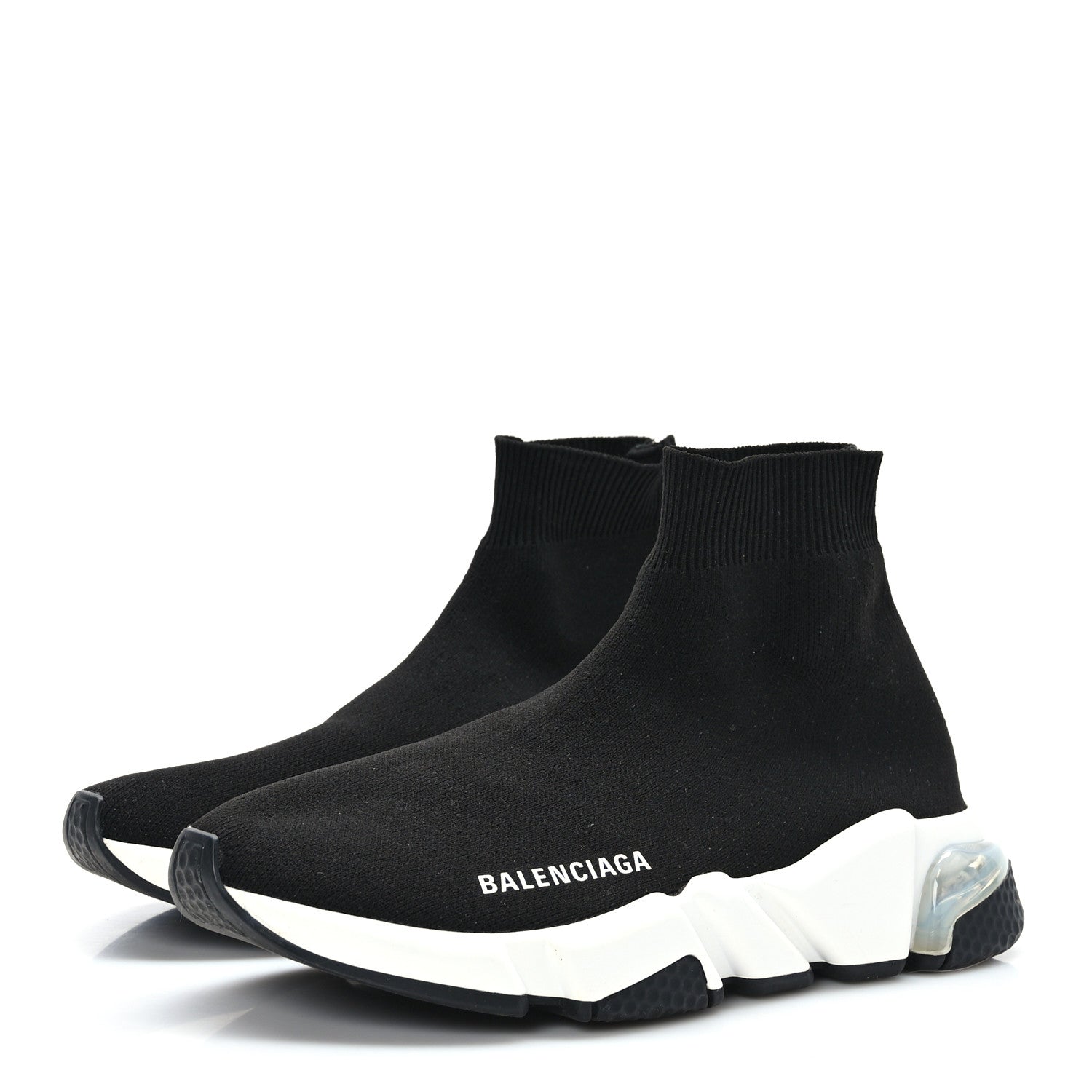 Balenciaga Neoprene Knit Womens Speed Clear Sole Sneakers 36 Black White 3 of 7