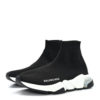 Balenciaga Neoprene Knit Womens Speed Clear Sole Sneakers 36 Black White 3 of 7