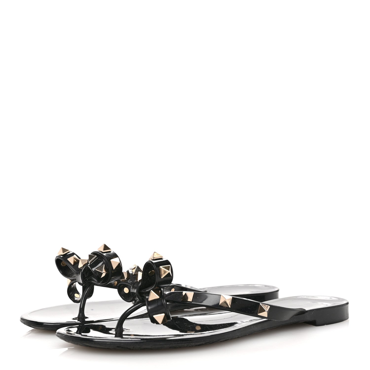 Valentino Garavani PVC Jelly Rockstud Bow Thong Sandals 37 Black 4 of 8