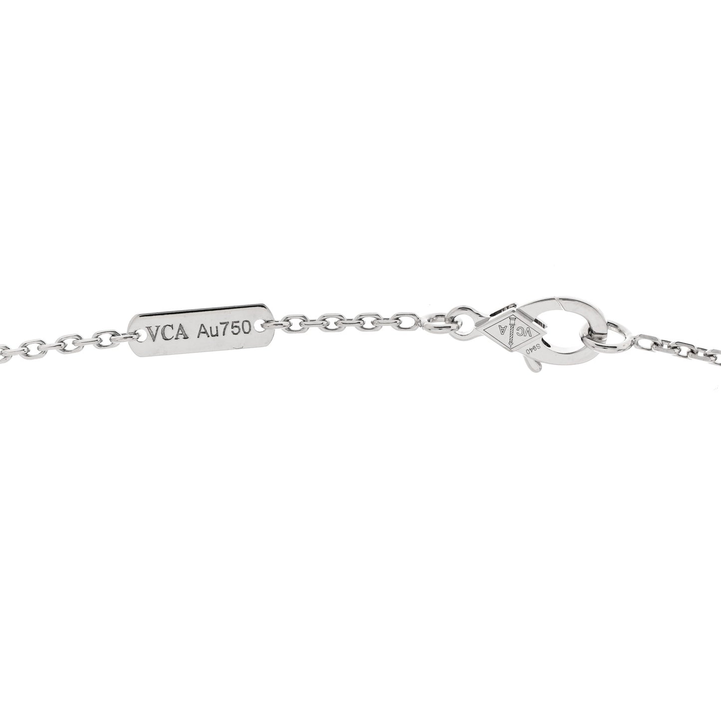 18K White Gold Diamond Vintage Alhambra Pendant Necklace