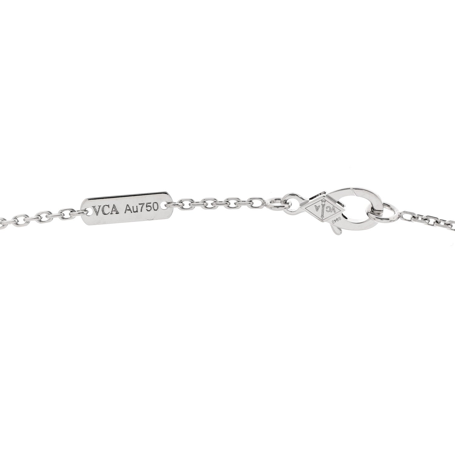 Van Cleef & Arpels 18K White Gold Diamond Vintage Alhambra Pendant Necklace 5 of 6