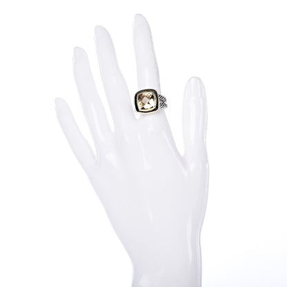 David Yurman Sterling Silver 18K Yellow Gold Smoky Quartz 11mm Albion Ring 53 6.25 2 of 5