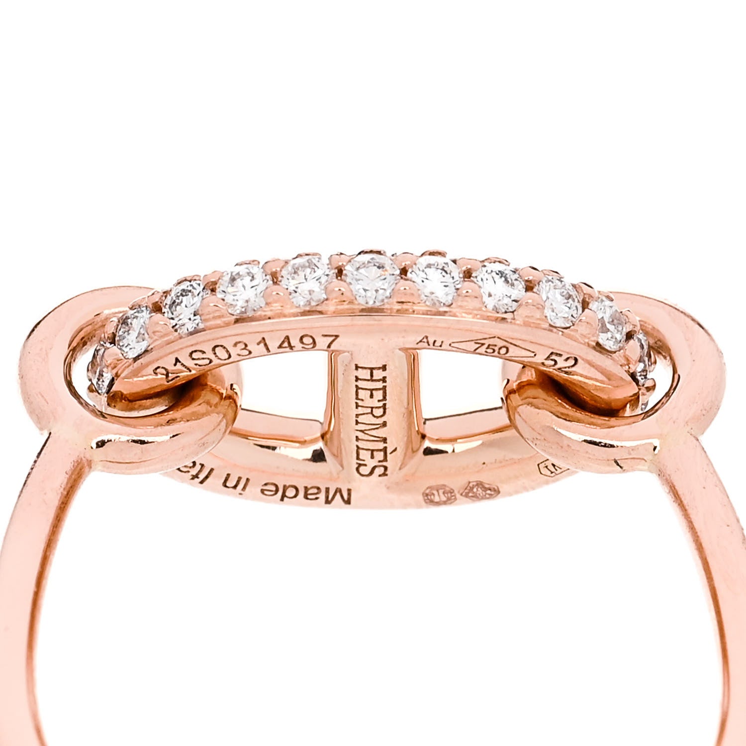 Hermes 18K Rose Gold Diamond Farandole Ring 52 6 4 of 5
