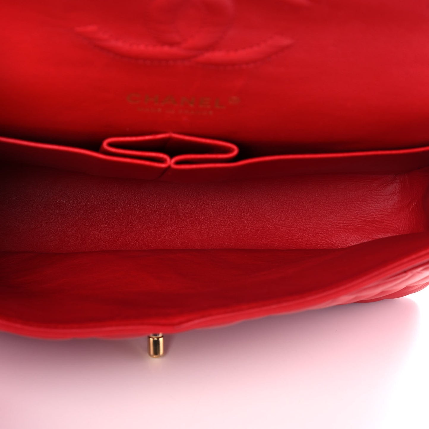 Lambskin Quilted Medium Double Flap Red