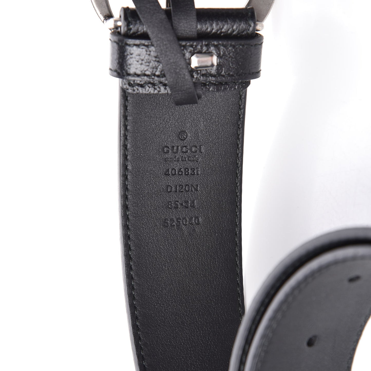 Textured Dollar Calfskin Nickel Double G 40mm Belt 85 34 Black