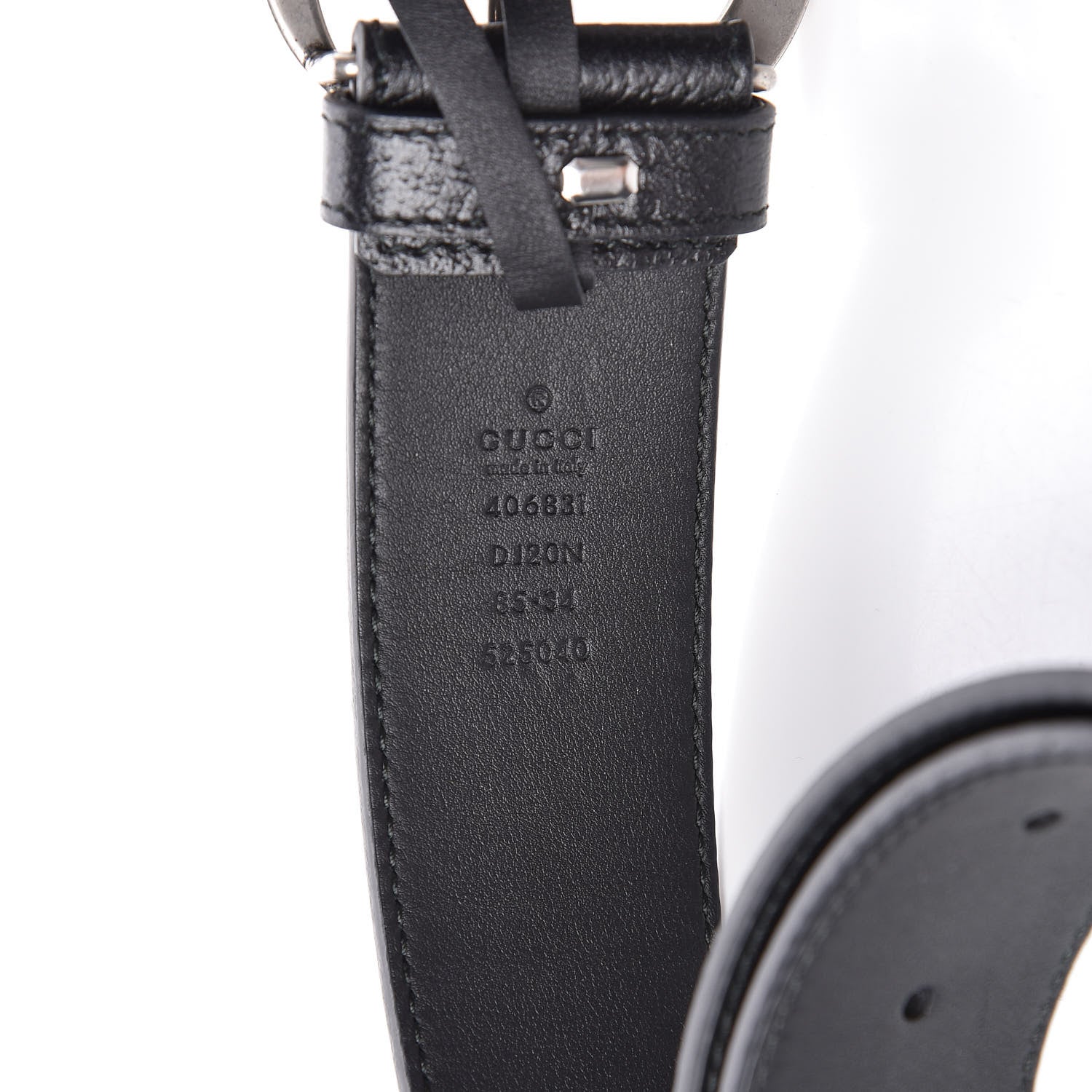 Gucci Textured Dollar Calfskin Nickel Double G 40mm Belt 85 34 Black 6 of 6