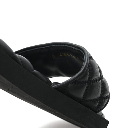 Chanel Lambskin Quilted Textured CC Mules Sandals 39 Black 9 of 9
