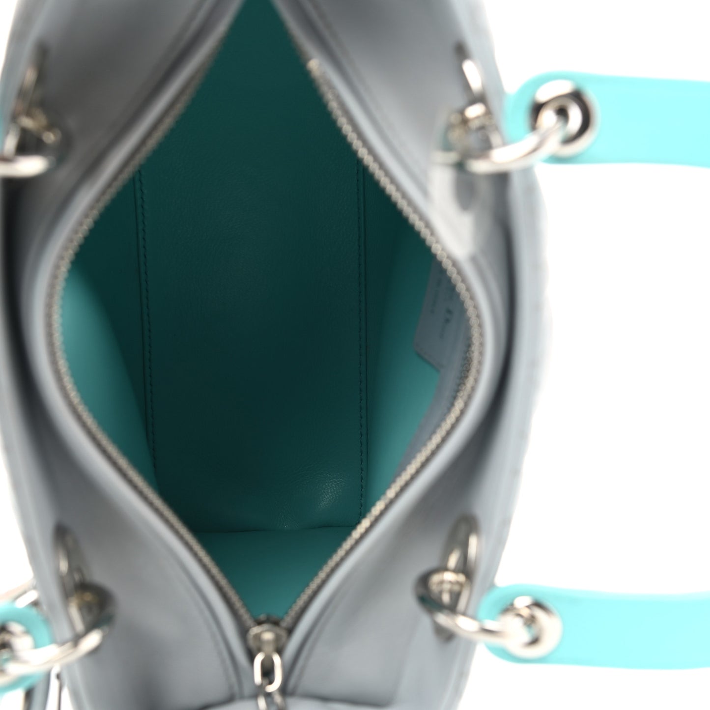 Lambskin Cannage Medium Bi-Color Lady Dior Grey Turquoise