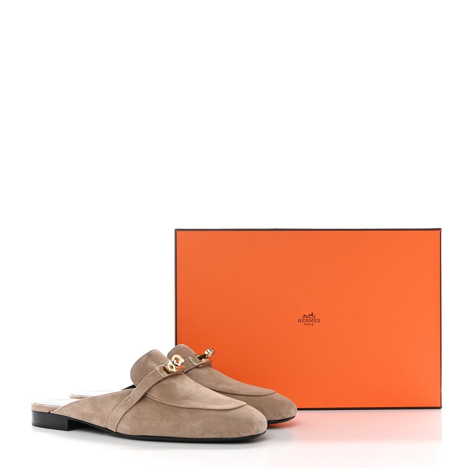 Hermes Suede Goatskin Oz Mules 39 Beige Sable 1502285