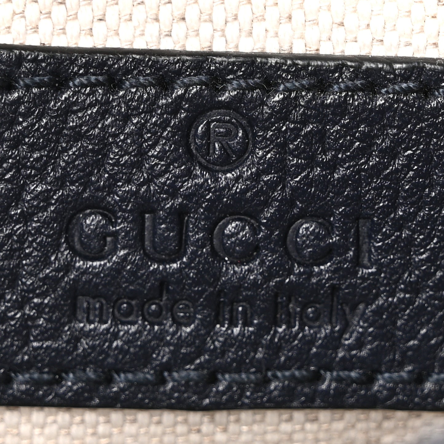 GG Supreme Monogram Textured Calfskin Web Small Attache Shoulder Bag Beige Blue