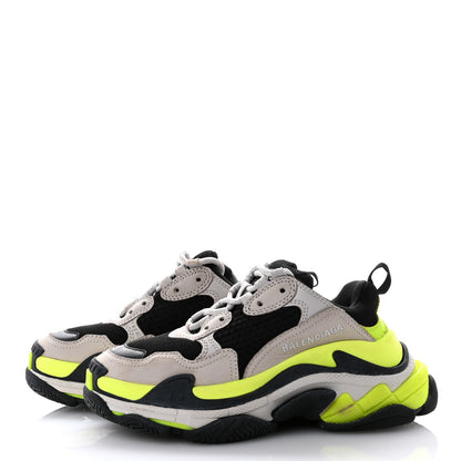 Balenciaga Fabric Mesh Womens Triple S Sneakers 35 Grey Black Jaune Fluo 3 of 11