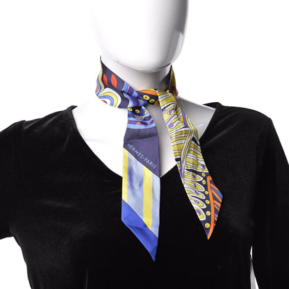 Hermes Silk Le Jardin de la Maharani Twilly Jaune Vif Bleu Violet 2 of 5