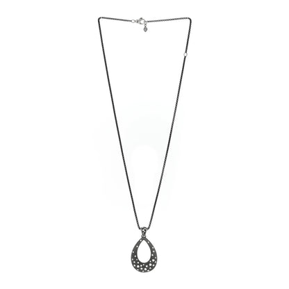 David Yurman Darkened Sterling Silver Diamond Midnight Melange Teardrop Pendant Necklace 3 of 5