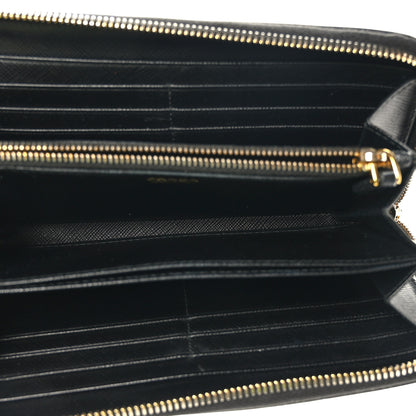 Prada Saffiano Metal Zip Around Wallet Black 5 of 7