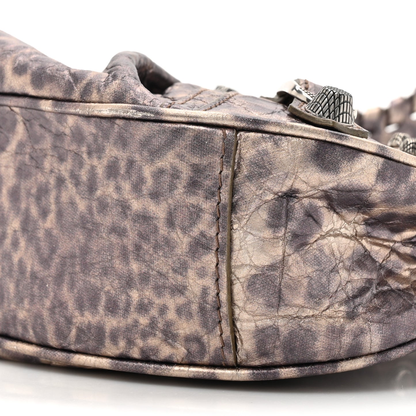 Metallic Agneau Arena Leopard Le Cagole Shoulder Bag XS Brown