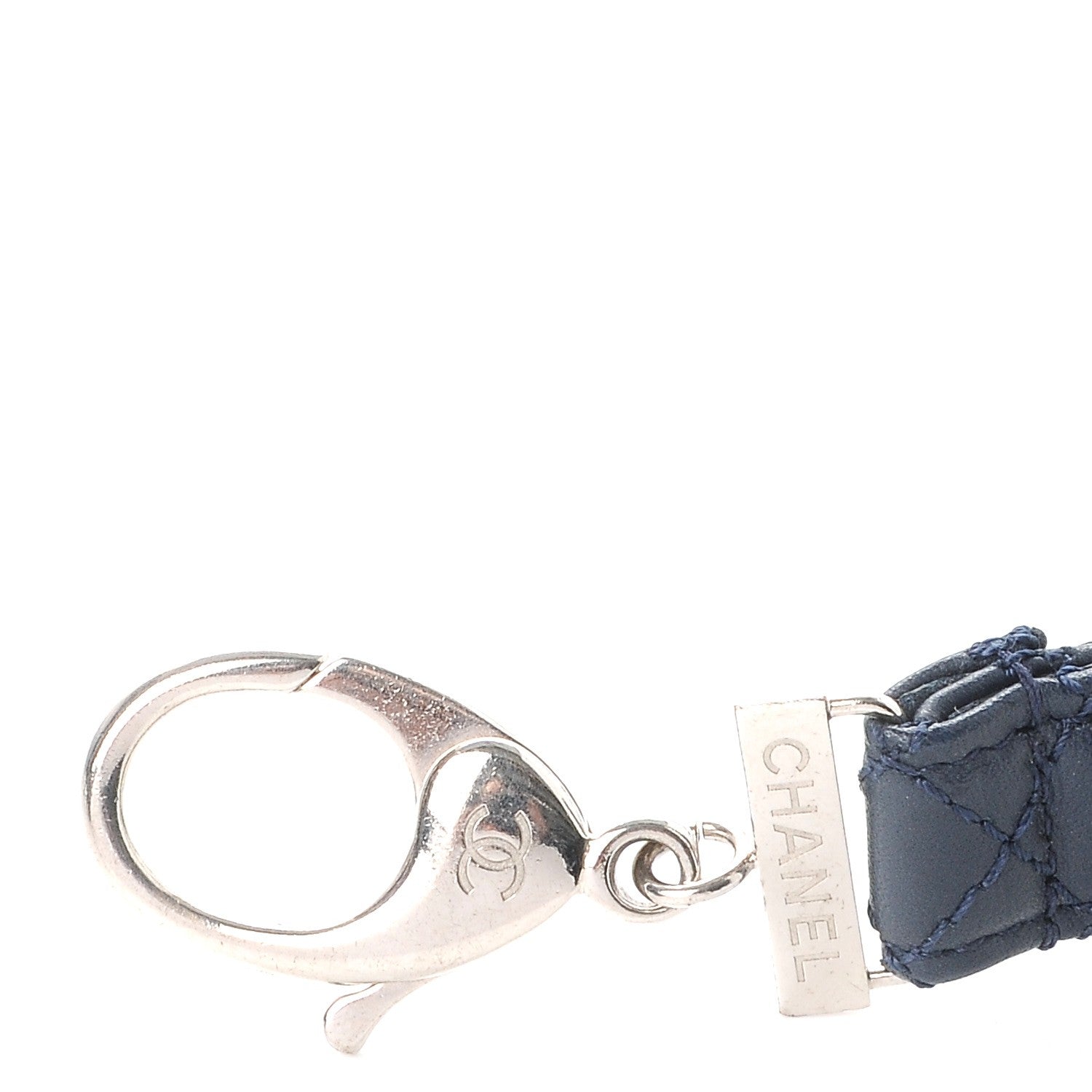 Chanel Lambskin Quilted Lanyard Key Holder Necklace Navy 5 of 6