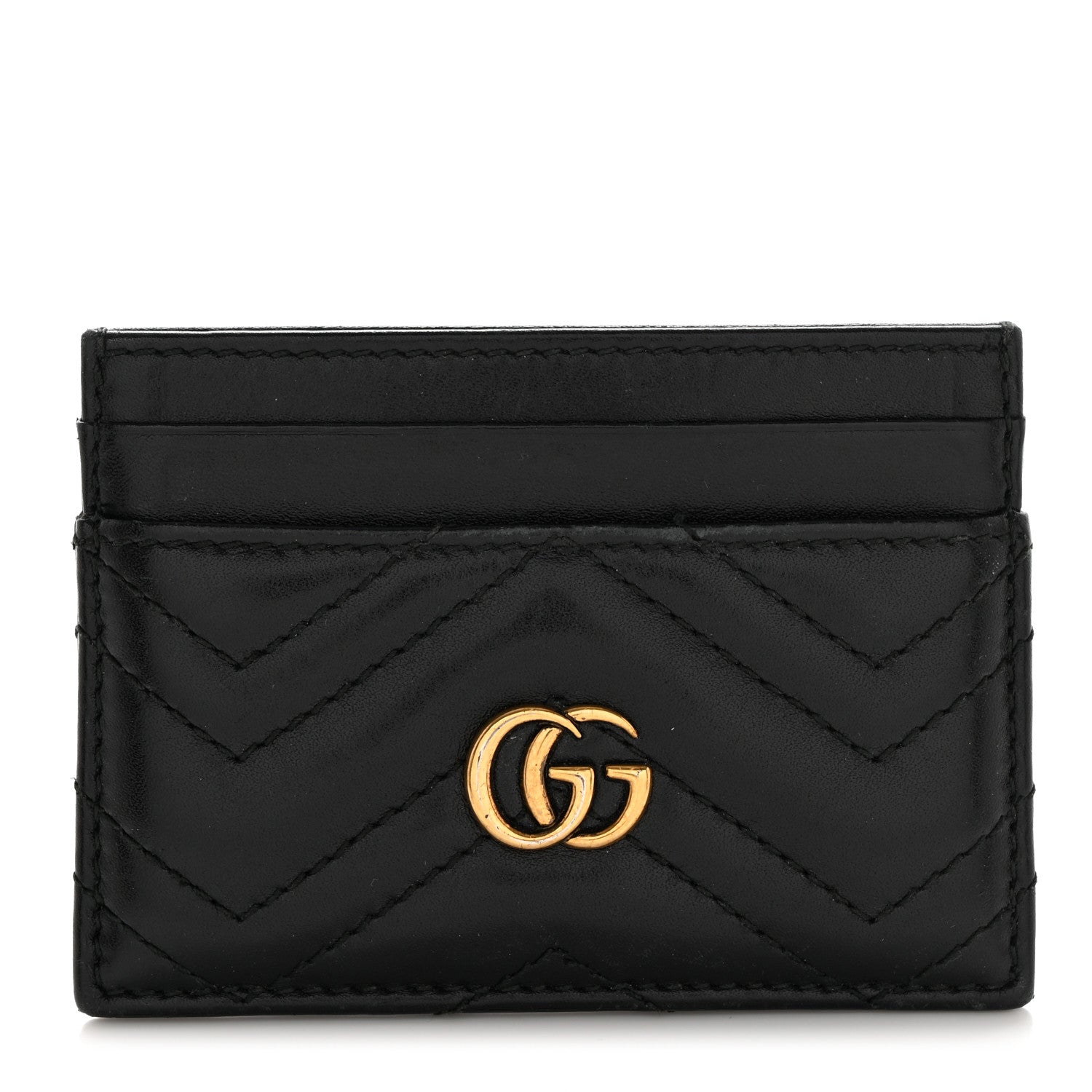 Gucci Calfskin Matelasse GG Marmont Card Holder Black 1 of 7