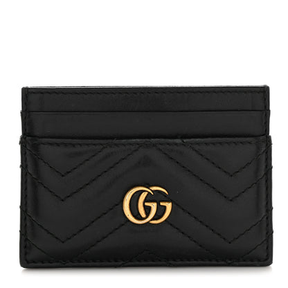 Gucci Calfskin Matelasse GG Marmont Card Holder Black 1 of 7