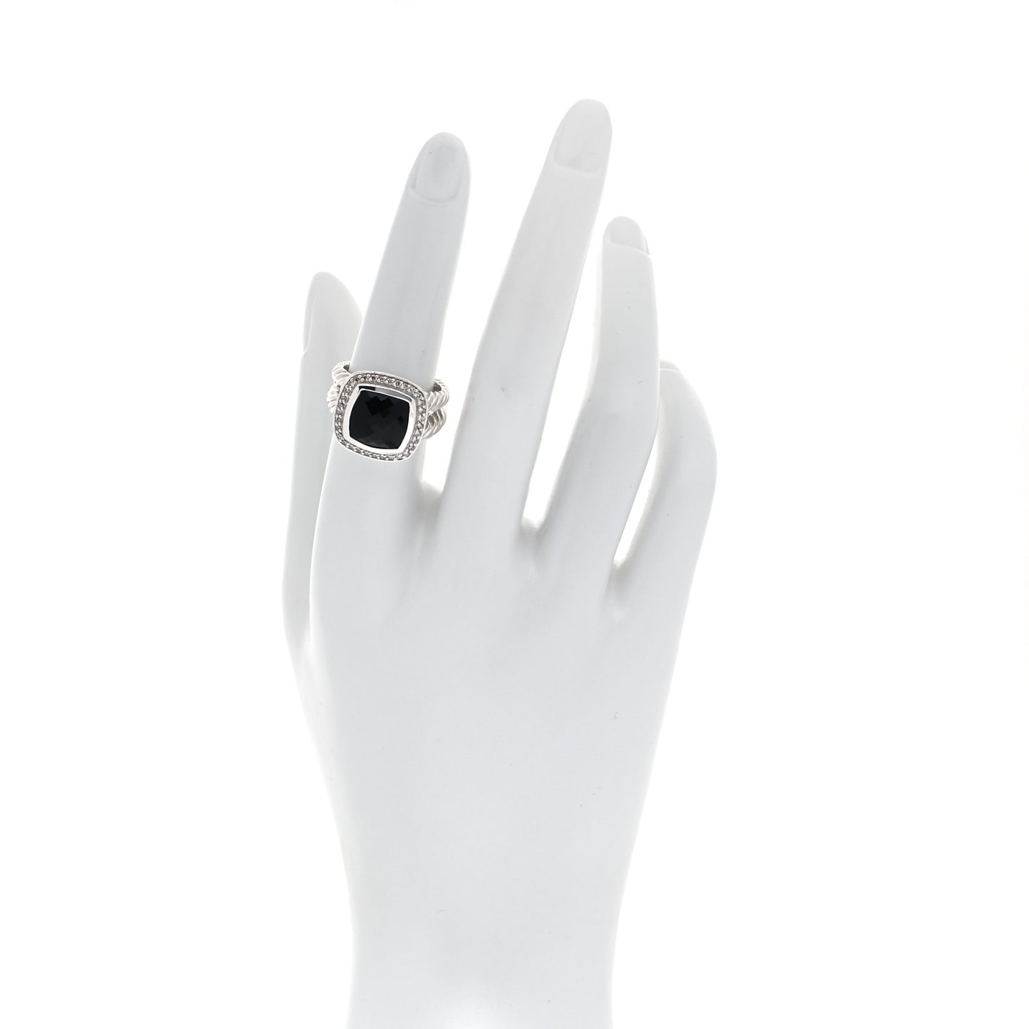 Sterling Silver Diamond Black Onyx 11mm Albion Ring 54 7