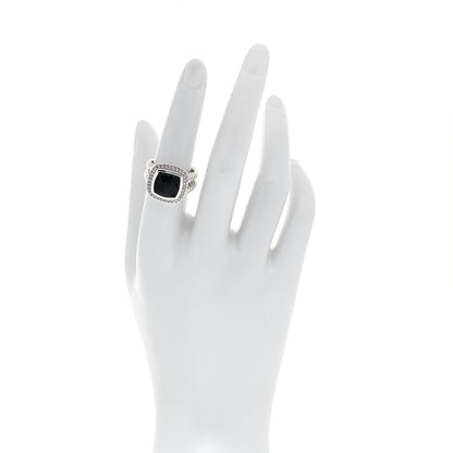 David Yurman Sterling Silver Diamond Black Onyx 11mm Albion Ring 54 7 2 of 4