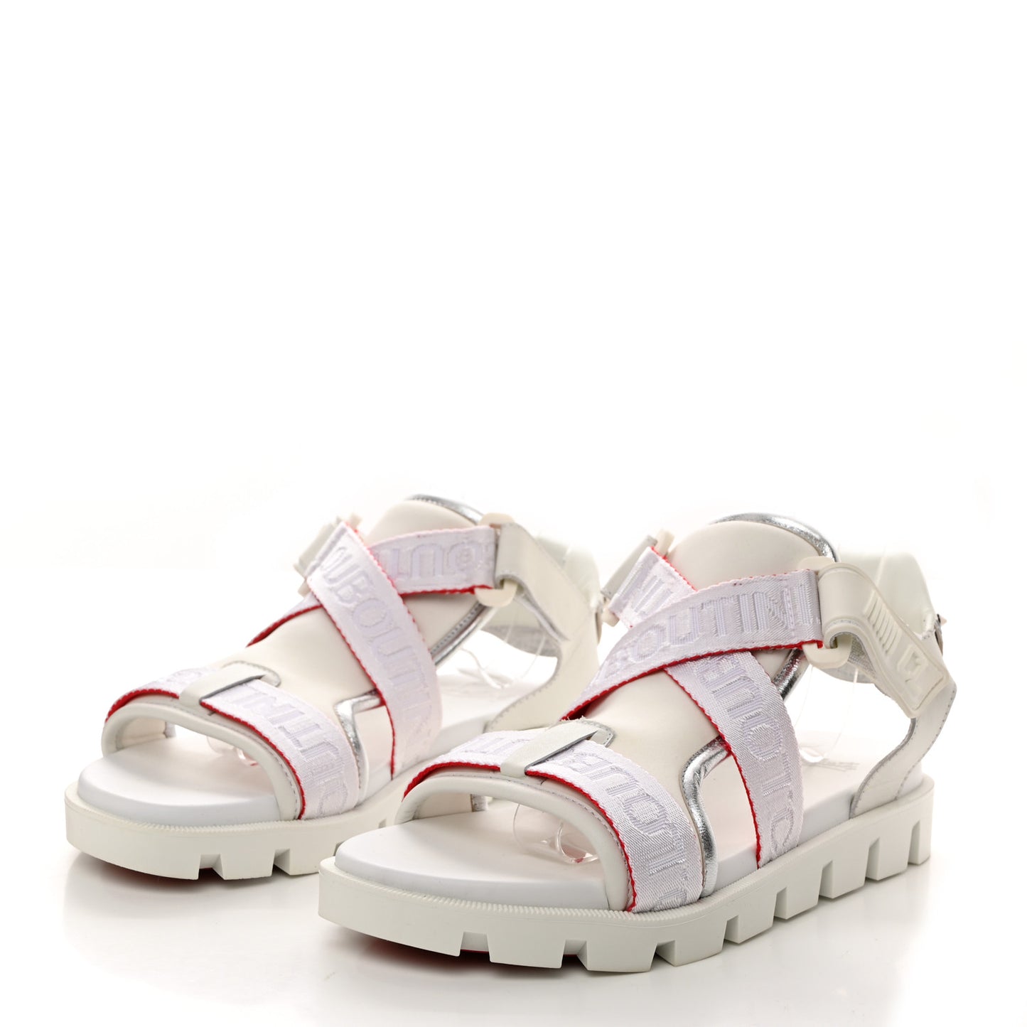 Calfskin Velcrissimo Flat Sandals 37 Blanco Silver